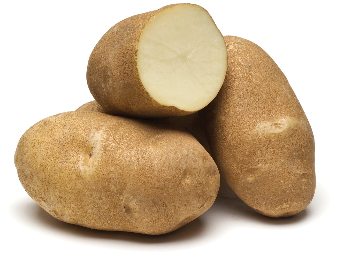 a small pile of russet potatoes