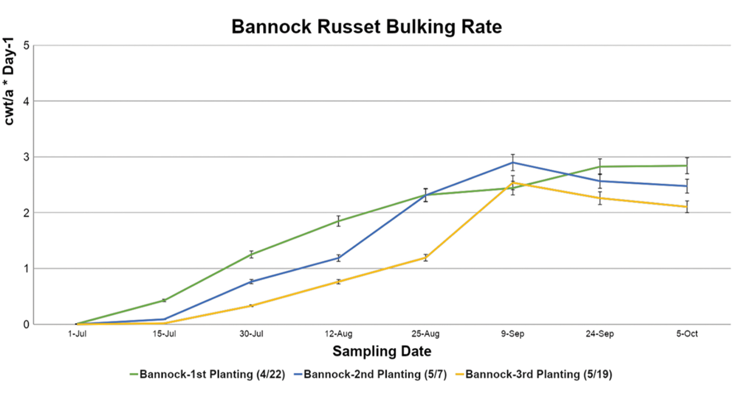 Bannock Russet Bulking Rate line graph
