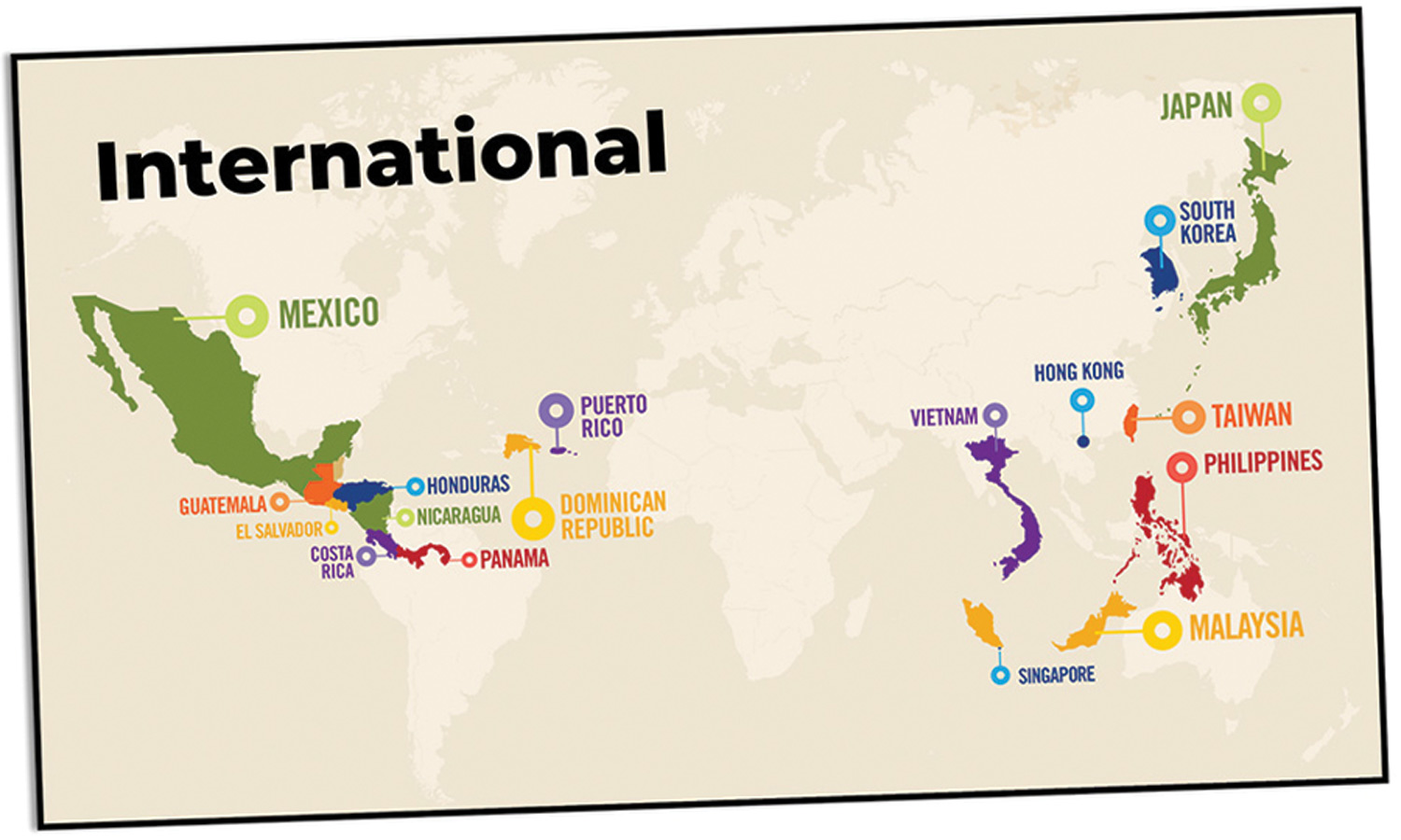 IPC sales 17 international locations across a colorful map